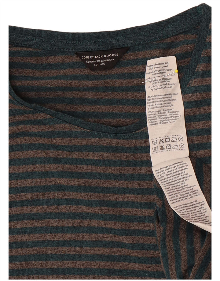 Tricou Jack & Jones pentru bărbați Top din bumbac cu dungi gri mediu
