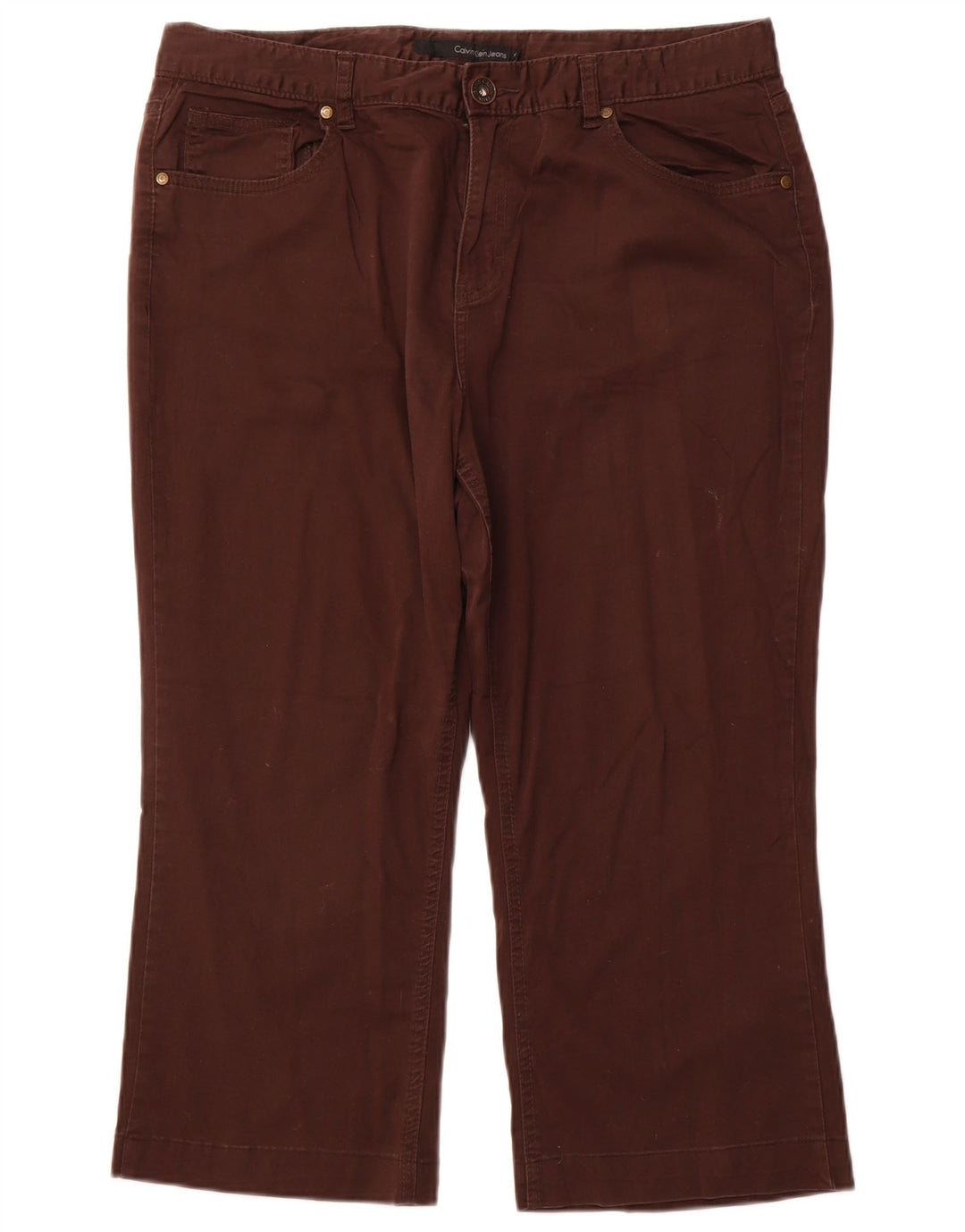 CALVIN KLEIN Pantaloni drepti Capri pentru femei US 16 2XL W36 L22 maro bumbac