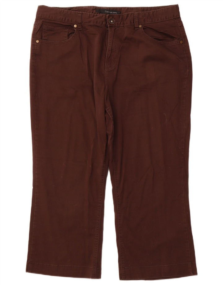 CALVIN KLEIN Pantaloni drepti Capri pentru femei US 16 2XL W36 L22 maro bumbac