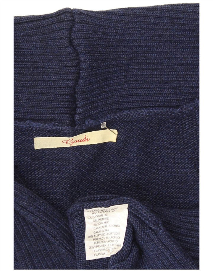 Pulover cardigan pentru femei Gaudi UK 16 Lână mare albastru bleumarin
