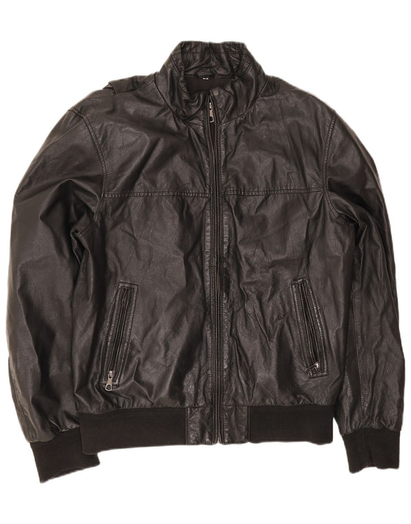 Jachetă de piele vintage pentru bărbați IT 54 2XL neagră