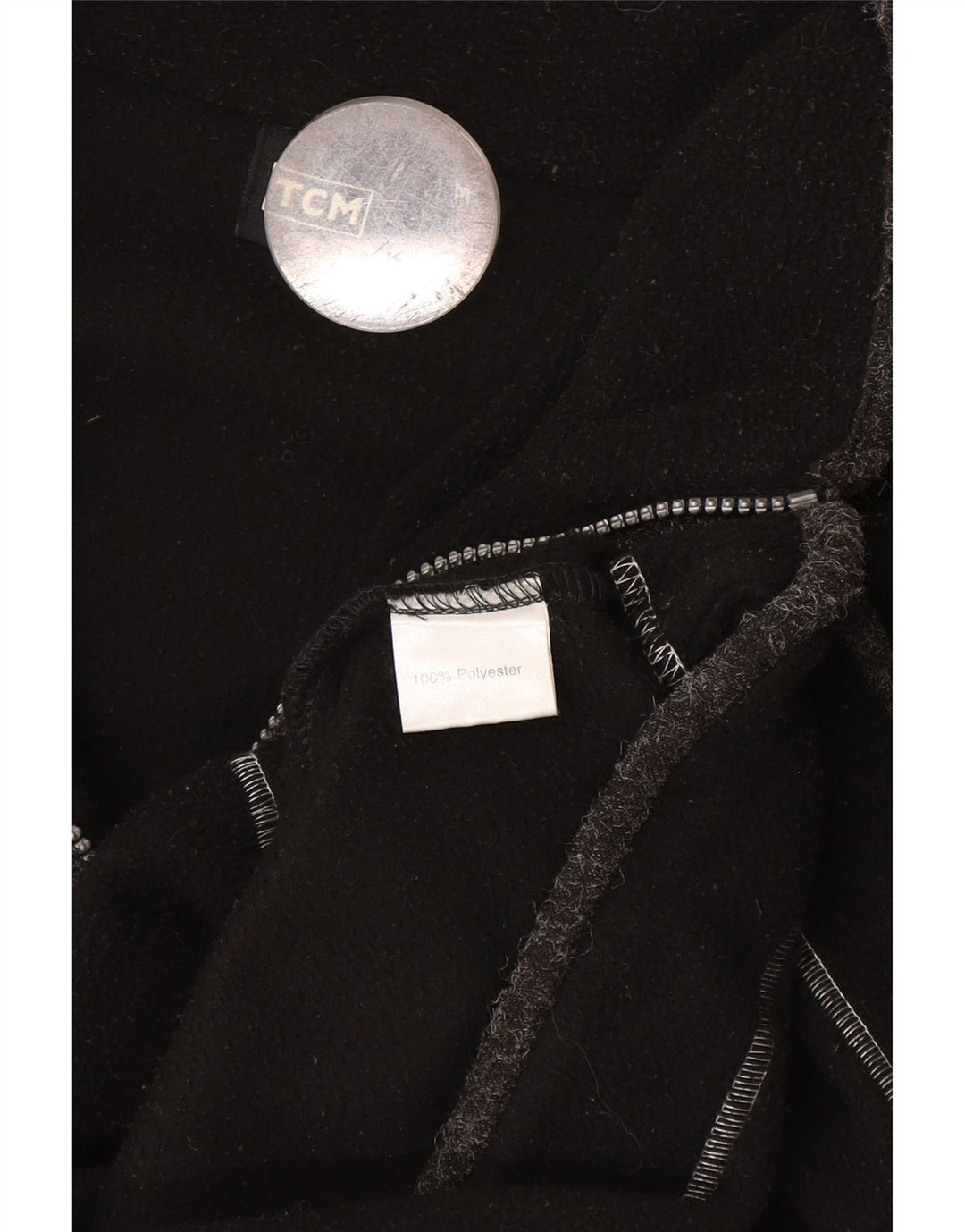 Pulover TCM pentru bărbați, cu grafică, cu fermoar și gât, poliester mediu negru