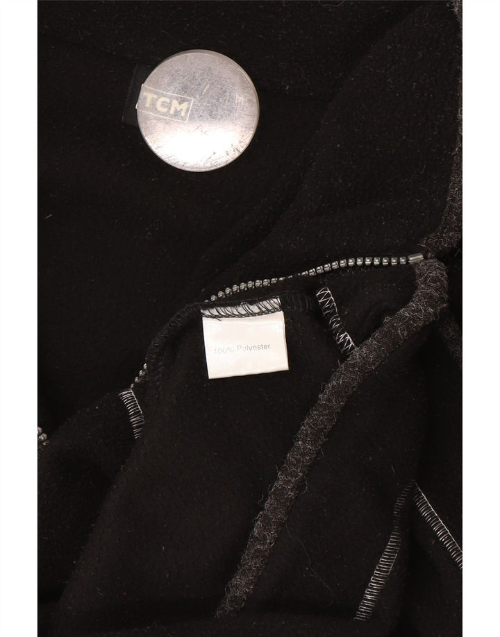 Pulover TCM pentru bărbați, cu grafică, cu fermoar și gât, poliester mediu negru