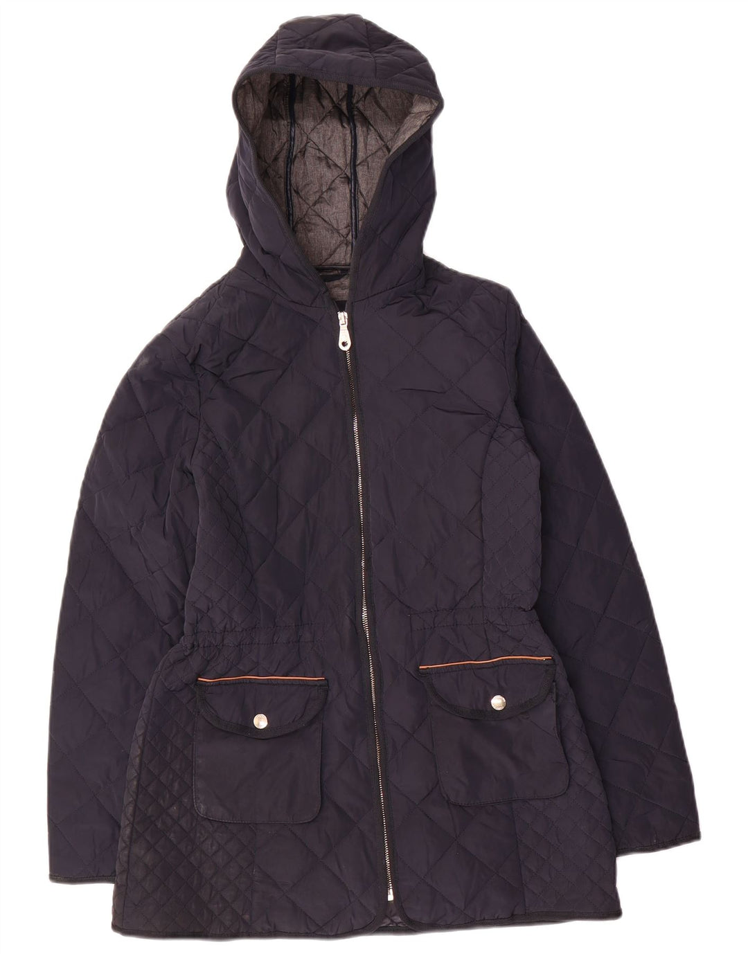 Jachetă matlasată cu glugă pentru femei Massimo Dutti UK 12 Poliester mediu bleumarin