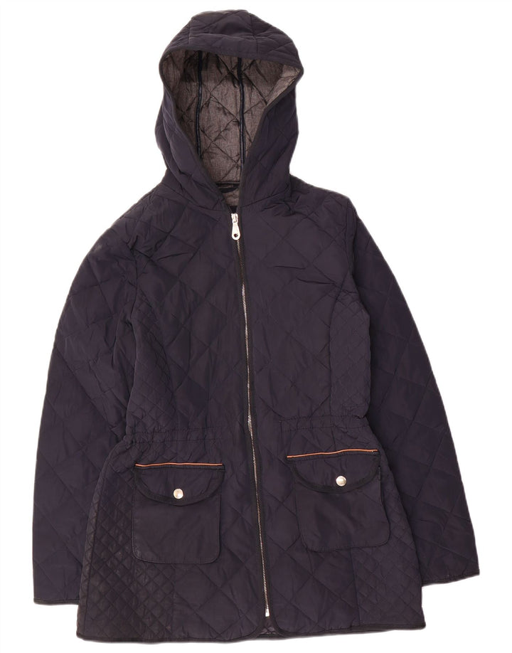 Jachetă matlasată cu glugă pentru femei Massimo Dutti UK 12 Poliester mediu bleumarin