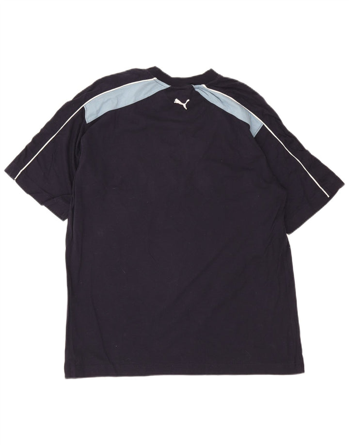 Tricou cu grafică Puma pentru bărbați Top mediu albastru bleumarin din bumbac color bloc