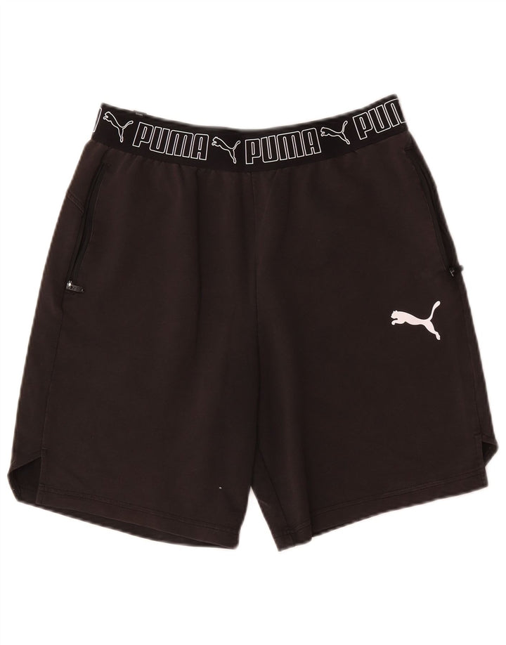 Pantaloni scurți sport grafic Puma pentru bărbați, bumbac mediu negru