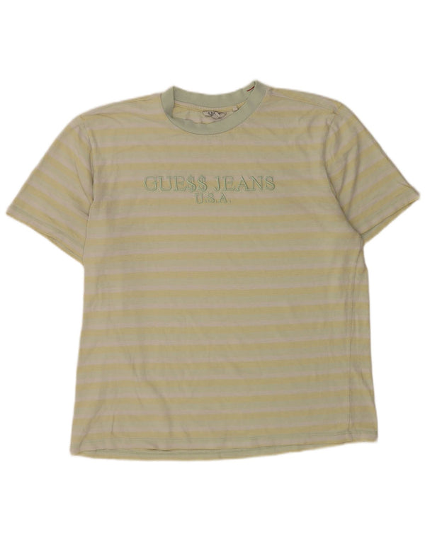 Tricou grafic Guess pentru bărbați Top mare cu dungi galbene