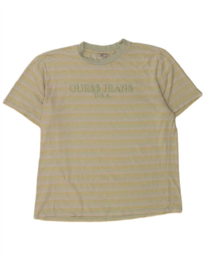 Tricou grafic Guess pentru bărbați Top mare cu dungi galbene