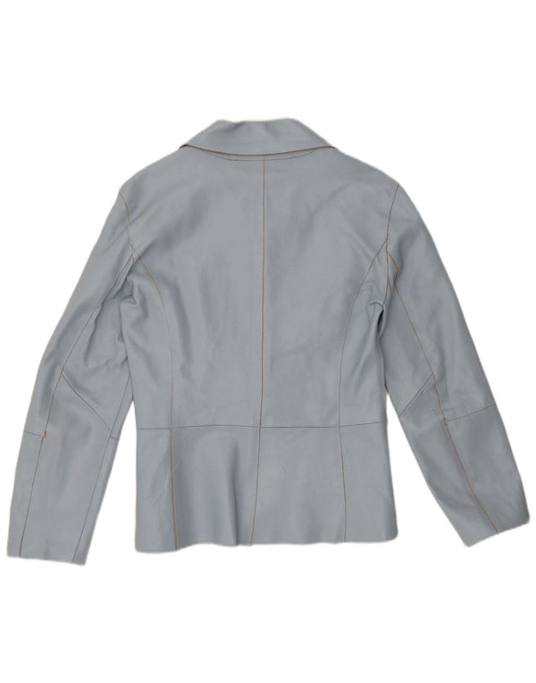 VINTAGE Jachetă din piele cu 2 nasturi pentru femei UK 12 Medium Blue