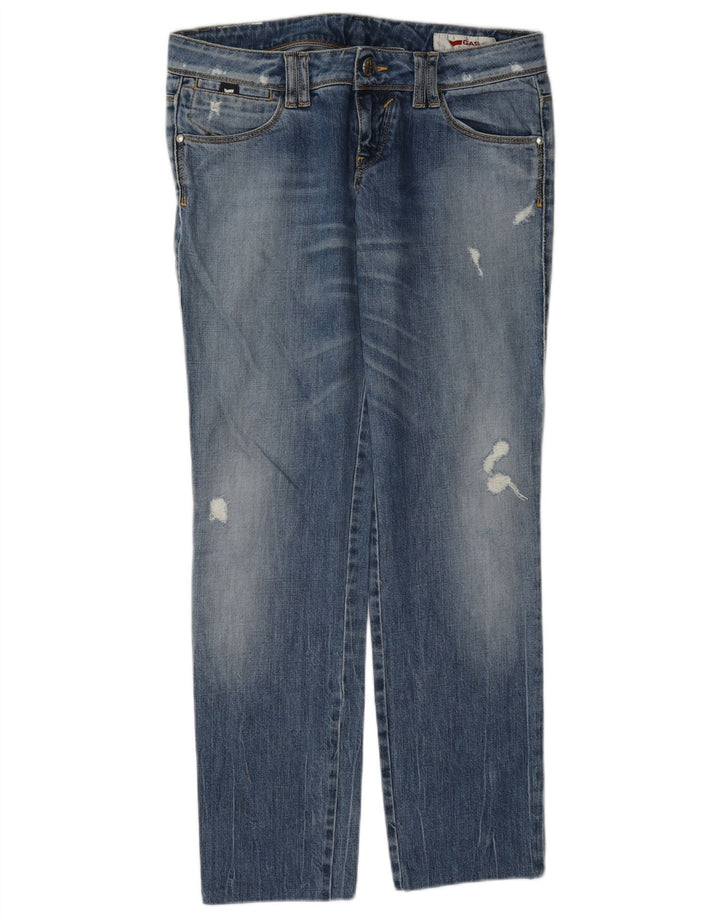 Blugi drepti distressed pentru femei Gas W30 L30 bumbac albastru