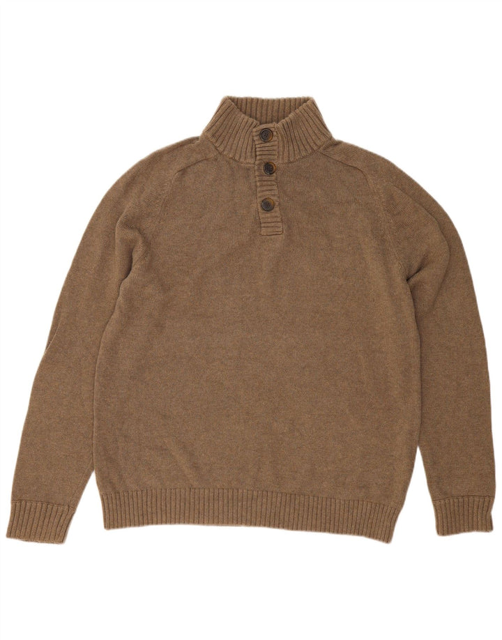 J. Crew Pulover pentru bărbați cu gât cu nasturi XL bumbac gri