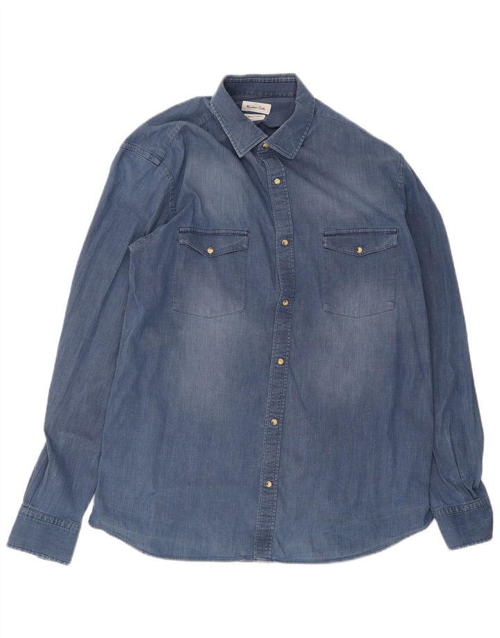 Cămașă de blugi Massimo Dutti pentru bărbați, XL, bumbac, cu ajustare normală