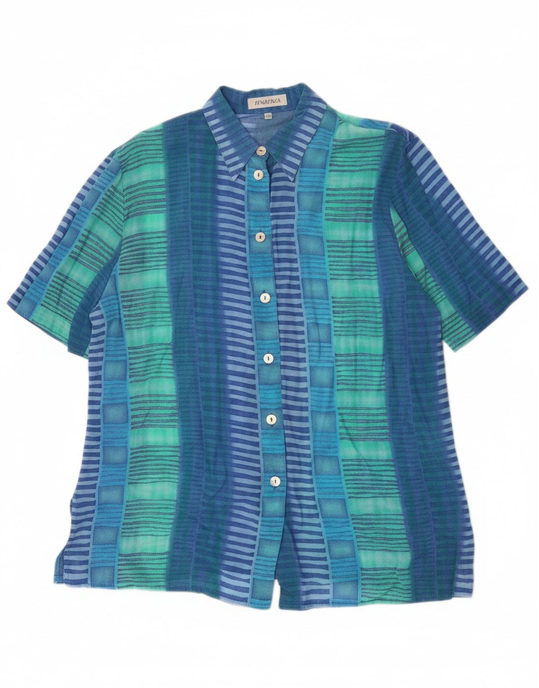 TENDENZA Womens Short Sleeve Shirt EU 40 Medium Blue Striped