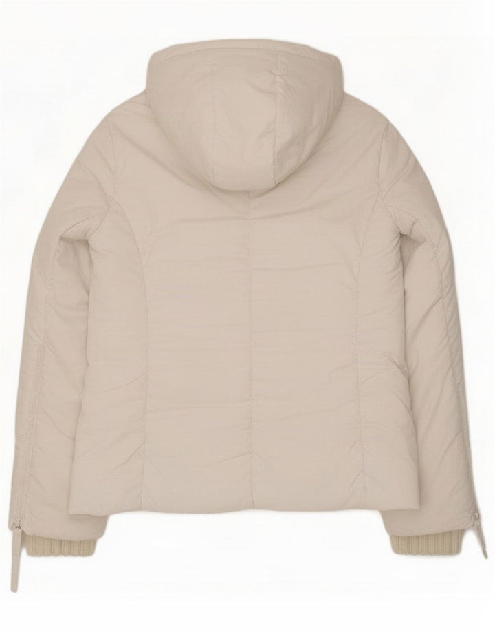 Zara Jachetă căptușită cu glugă pentru femei UK 14 Medium White Poliester