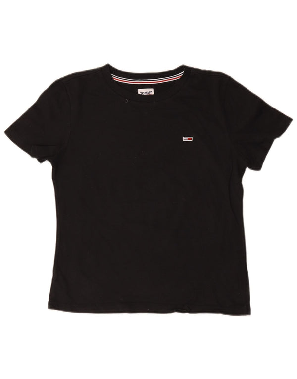 Tricou Tommy Hilfiger pentru femei Top UK 10 Small Black Bumbac
