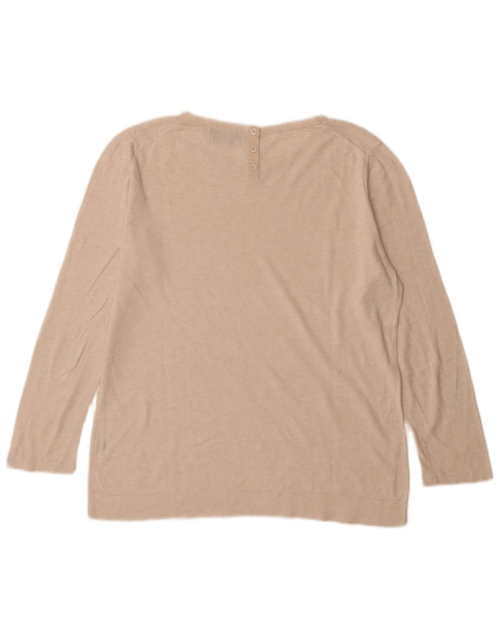 Massimo Dutti Top supradimensionat pentru femei cu mânecă lungă UK 16 mare, bej, bumbac