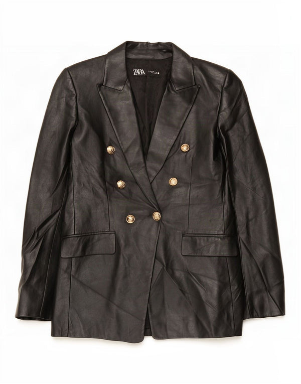 Jachetă Blazer din piele artificială pentru femei Zara UK 6 XS Negru