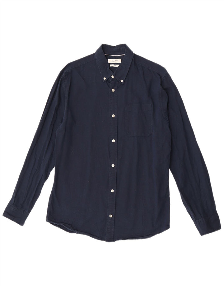 Cămașă pentru bărbați Jack & Jones Slim Fit Bumbac mediu albastru bleumarin