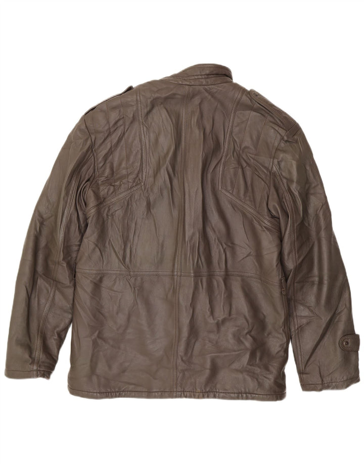 Jachetă de piele pentru bărbați VINTAGE IT 54 2XL din piele maro