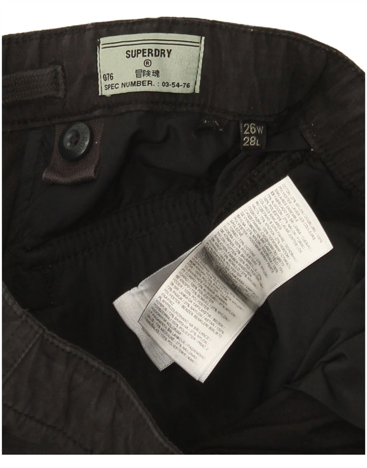 Pantaloni cargo drepti pentru femei Superdry W26 L25 bumbac negru