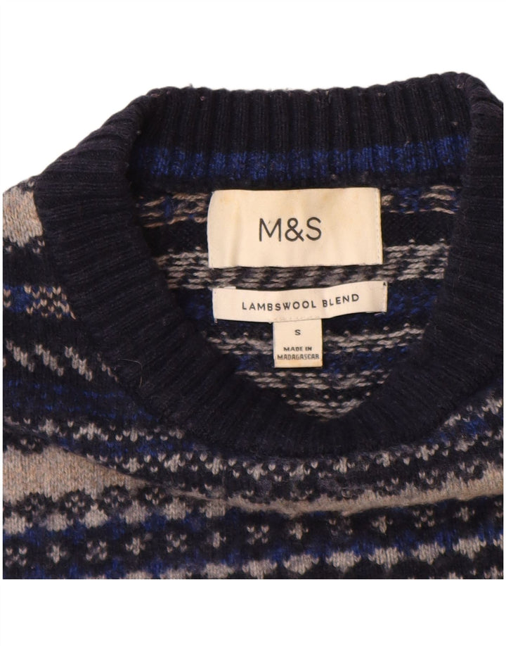 Pulover pentru bărbați Marks & Spencer, cu gât crew, cu dungi mici, bleumarin