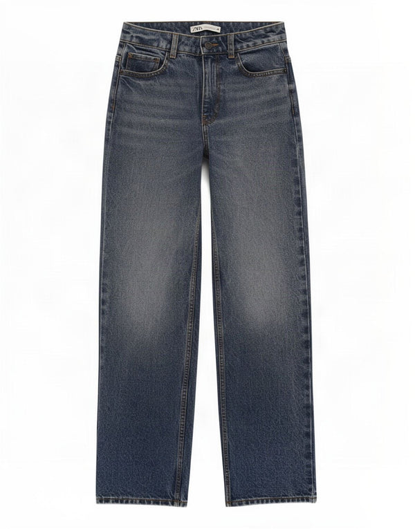 Blugi Drepți Femei Zara EU 34 2XS L24 L30 Bumbac Albastru