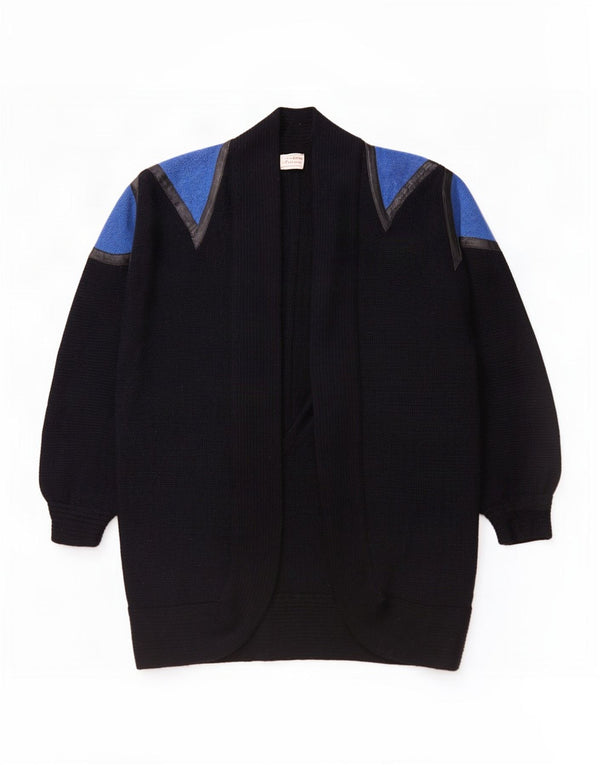 Pulover cardigan cu paragate vintage pentru femei UK 14 Medium Negru
