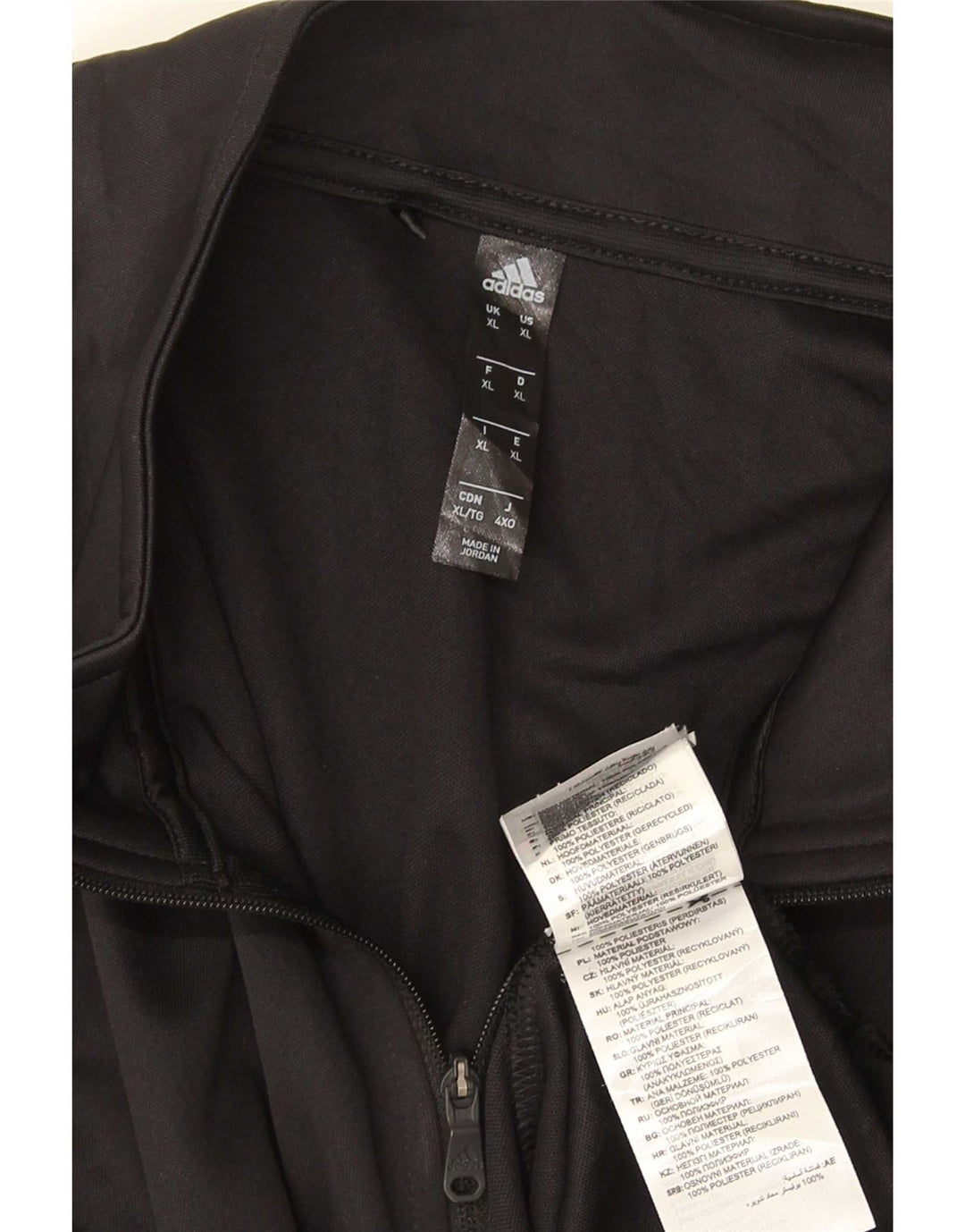 Adidas pentru bărbați, cu fermoar și gât, cu mânecă lungă, XL, poliester, negru
