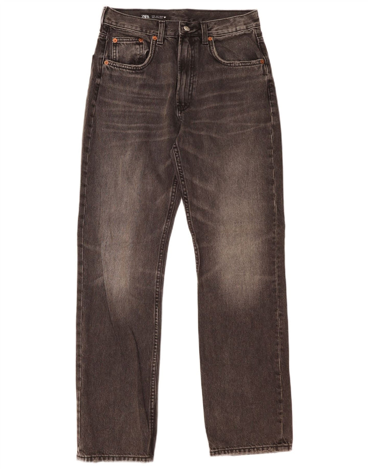 Blugi drepti pentru femei Zara EU 38 Mici W29 L30 Bumbac gri