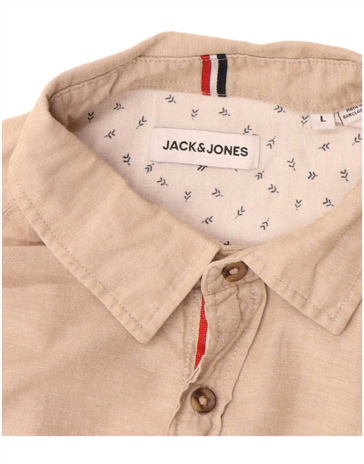 Cămașă Jack & Jones pentru bărbați, mare, bej, bumbac