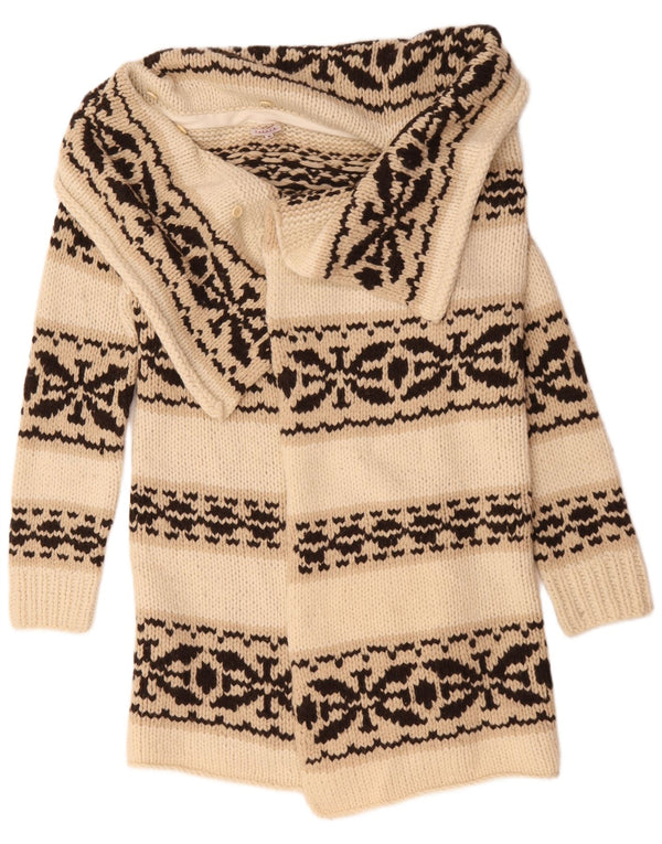 Pulover cardigan cu paragate Parosh pentru femei UK 14 Medium Off White Fair Isle