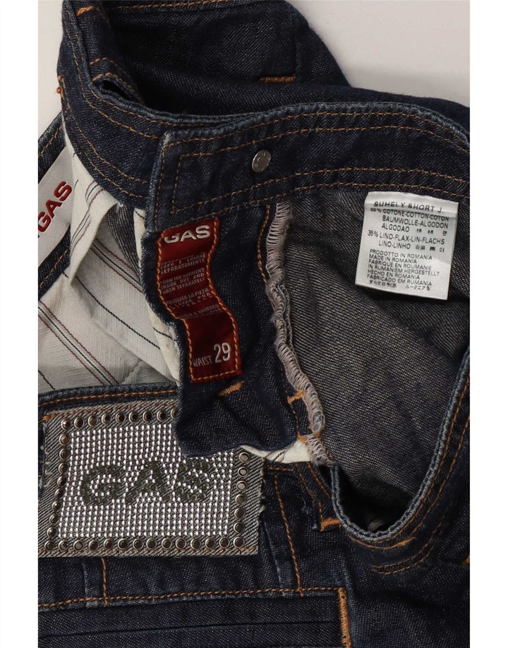 Pantaloni scurți din denim pentru femei Gas W29, bumbac albastru bleumarin mediu