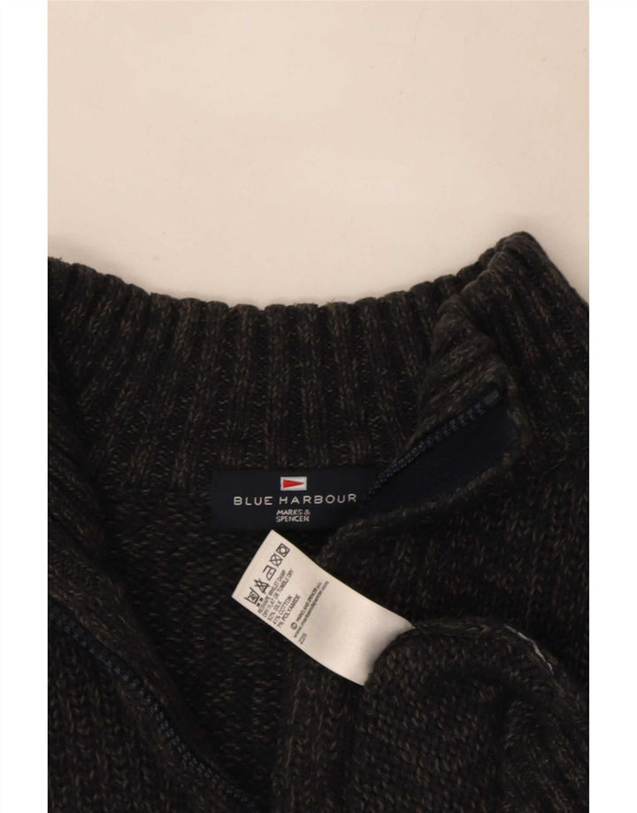 Pulover Marks & Spencer pentru bărbați, Blue Harbour, cu fermoar și gât, mătase, gri mediu