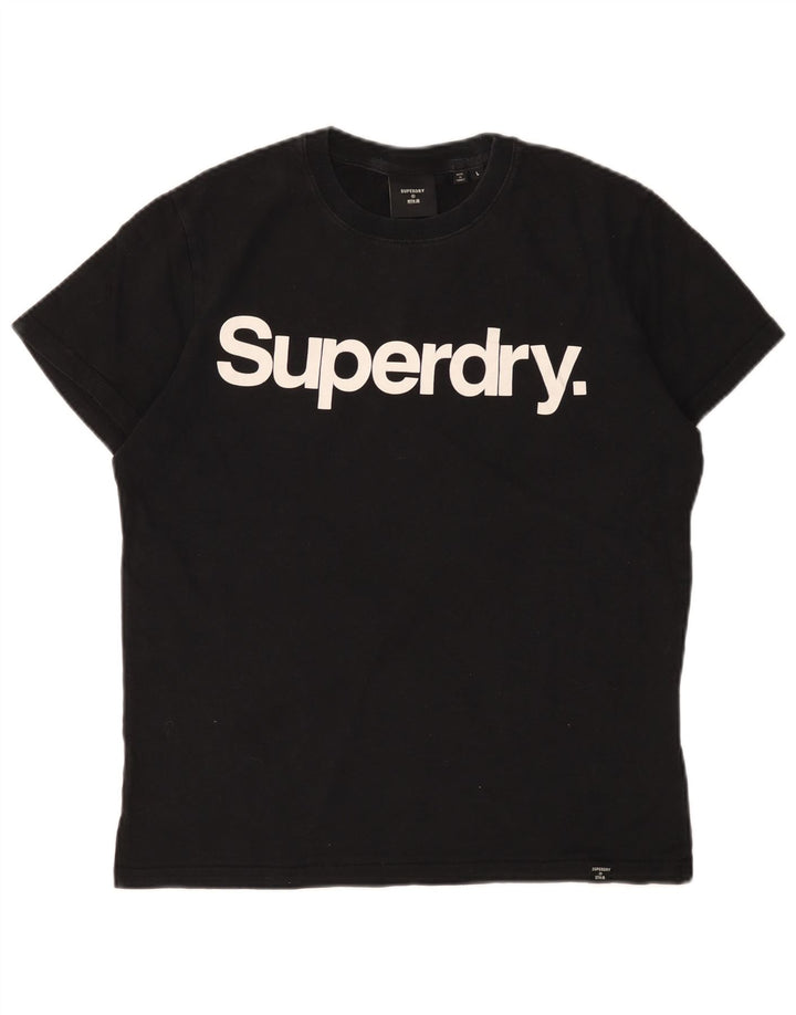 Tricou grafic SUPERDRY pentru femei Top UK 16, mare, negru, bumbac