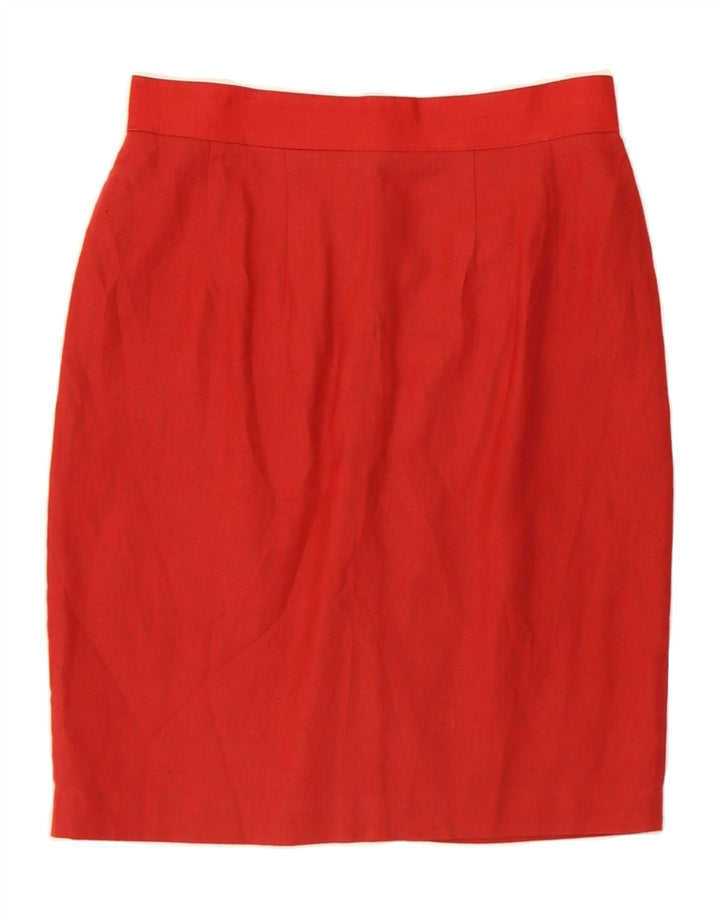VINTAGE Womens Pencil Skirt IT 44 Medium W28 Red Linen Vintage Vintage and Second-Hand Vintage from Messina Hembry 