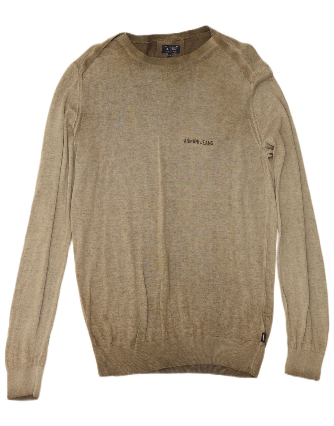 ARMANI JEANS Pulover pentru bărbați cu gât de barcă, bumbac kaki 2XL