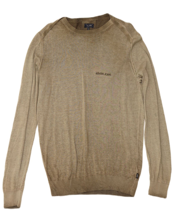 ARMANI JEANS Pulover pentru bărbați cu gât de barcă, bumbac kaki 2XL