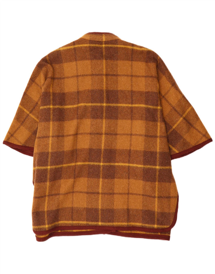 Palton Poncho Vintage pentru Damă, Marime Unică, Maro, în carouri