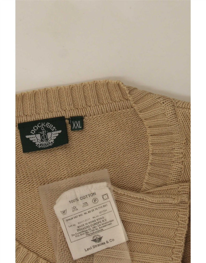Pulover Dockers pentru bărbați cu decolteu în V, bumbac bej 2XL