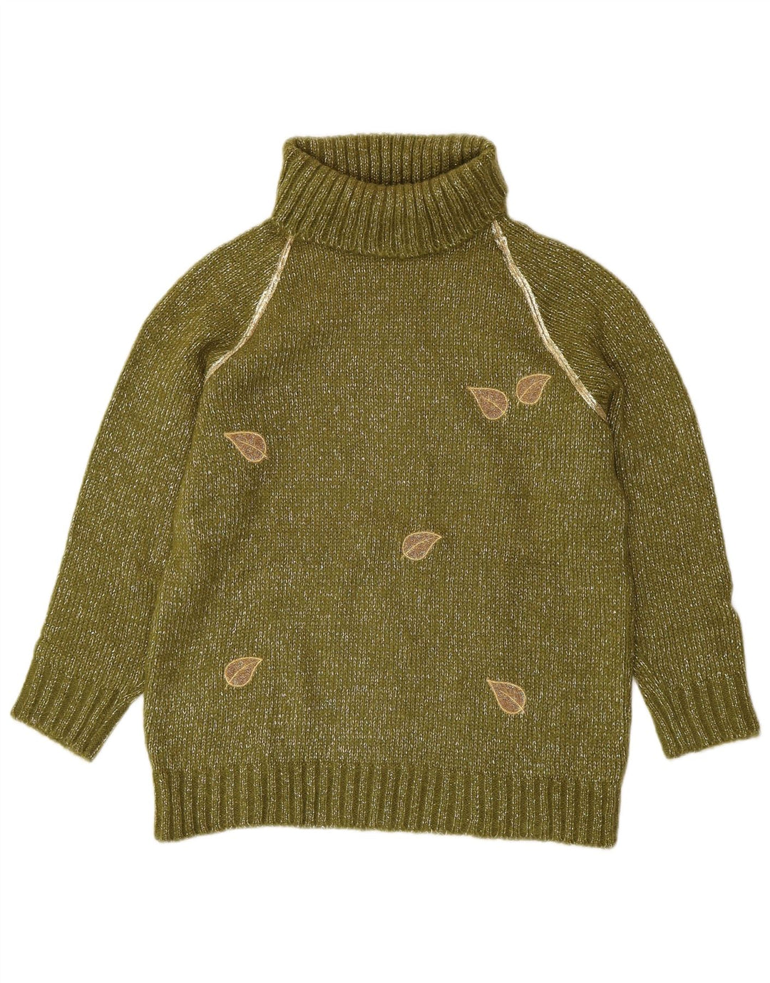 VINTAGE Pulover cu gât rulat pentru femei UK 16, mare, verde, acrilic