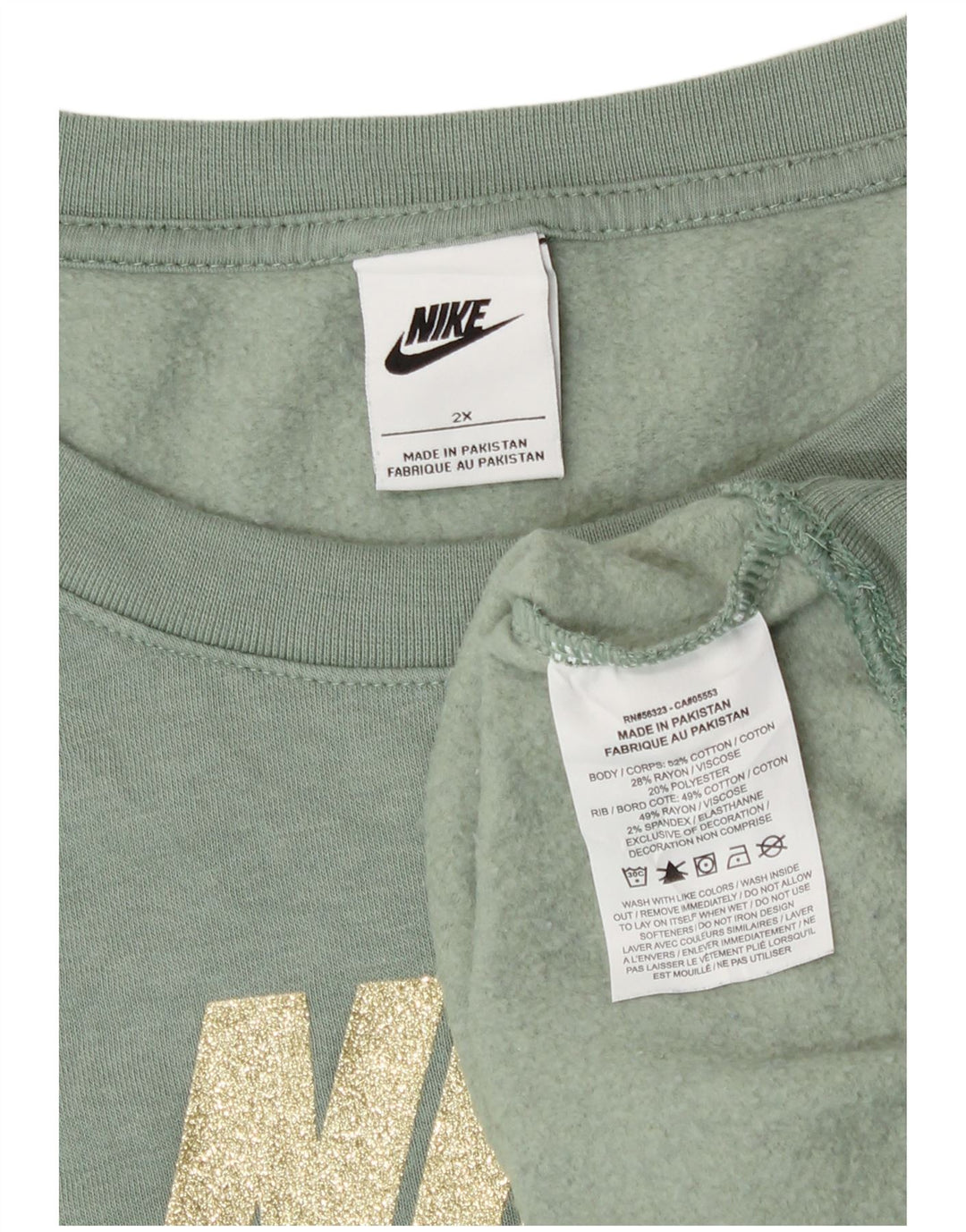 Pulover supradimensionat cu grafic Nike pentru femei UK 20 2XL Bumbac verde