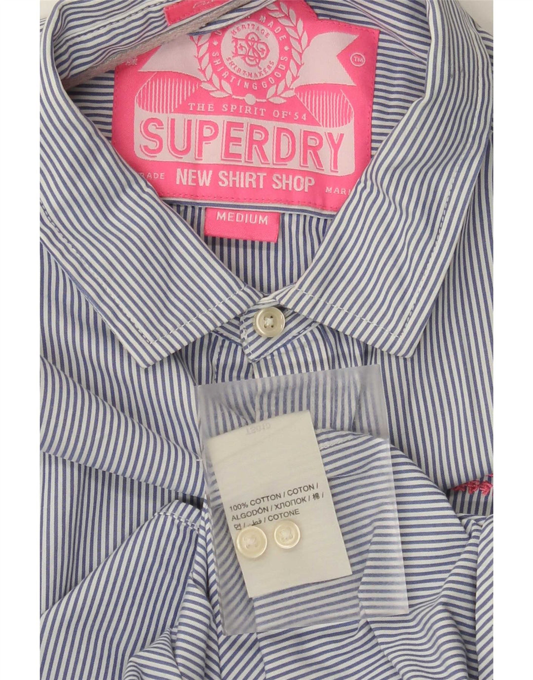 Cămașă pentru bărbați Superdry, bumbac cu dungi albastre medii