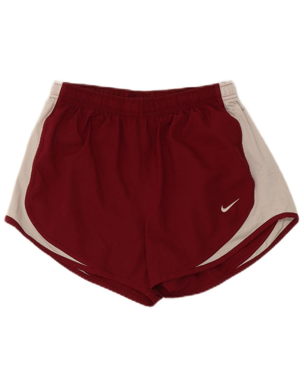 Pantaloni scurți sport Nike Dri Fit pentru femei UK 10 Mici Burgundy Poliester color bloc