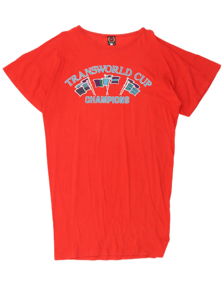 Rochie tricou vintage pentru femei supradimensionate IT 42 bumbac roșu mediu