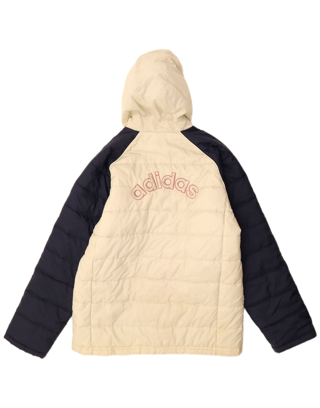 Jachetă căptușită cu glugă grafică Adidas pentru băieți 15-16 ani, alb, color block