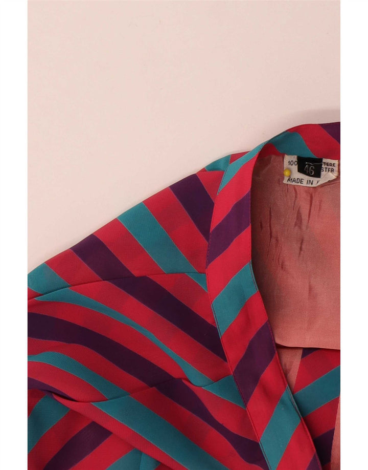 Fusta evazată pentru femei Vintage IT 46 Large W28 Poliester cu dungi multicolore