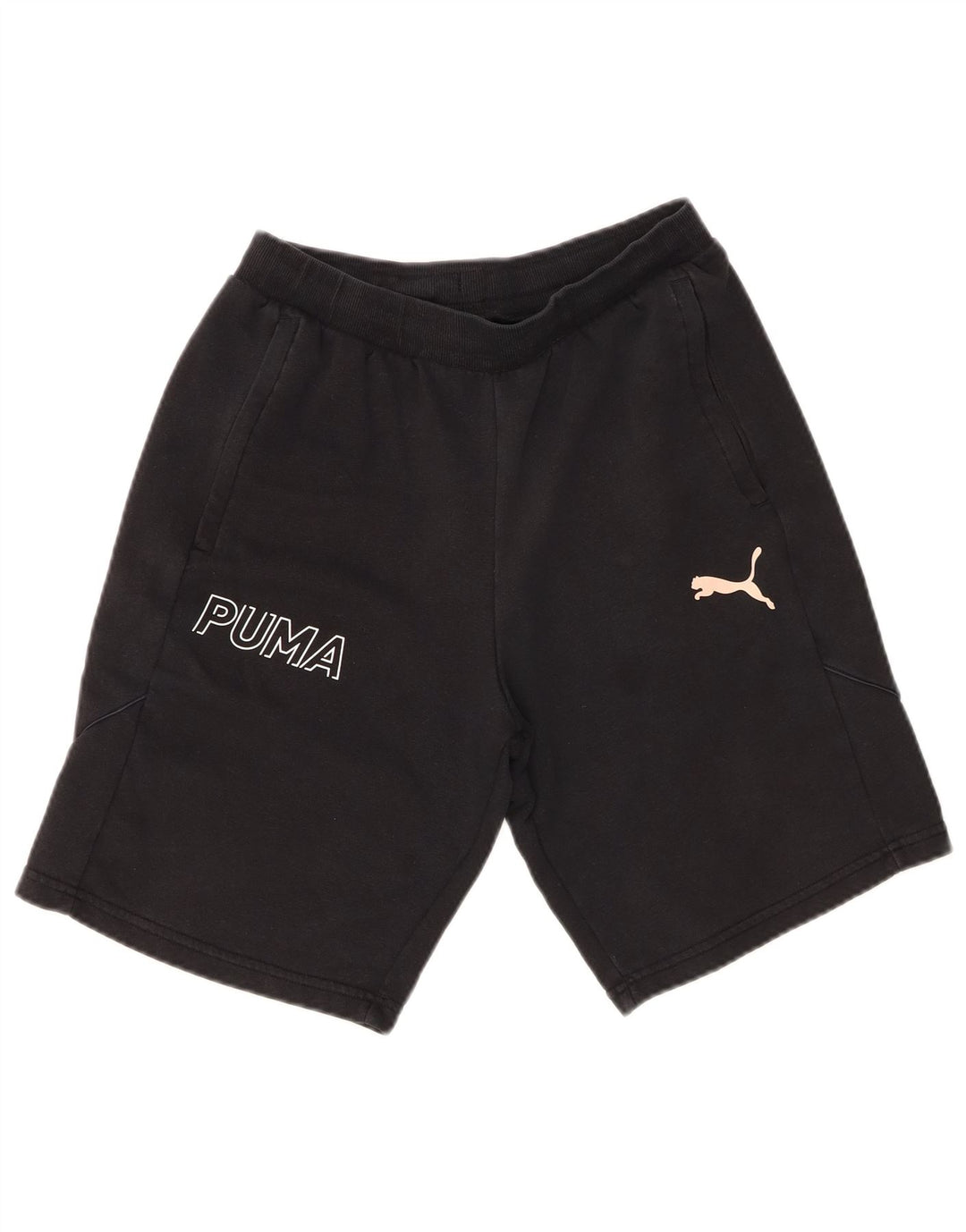 PUMA Mens Graphic Sport Shorts Medium  Black Cotton
