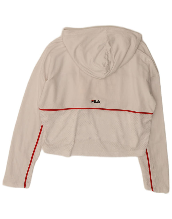 Pulover pentru femei Fila Oversized Graphic Crop Hoodie UK 6 XS Alb