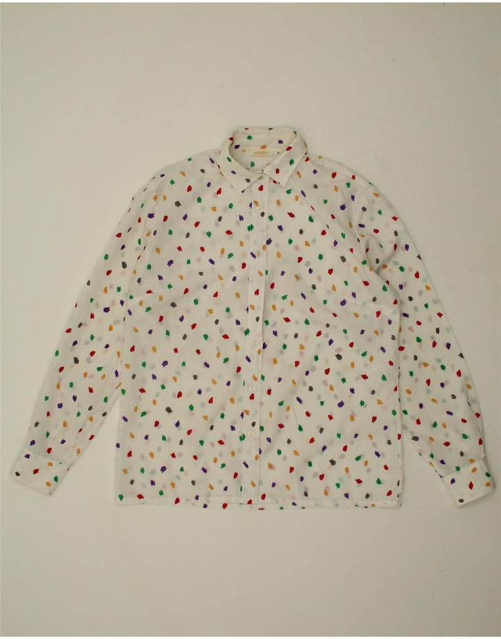 VINTAGE Womens Shirt IT 44 Medium White Spotted Vintage Vintage and Second-Hand Vintage from Messina Hembry 